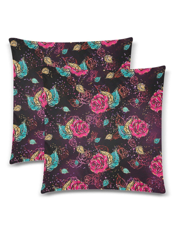 Rose Garden Throw Pillow Cover 18"x 18" (Twin Sides) (Set of 2) - Poison Arrow Retro