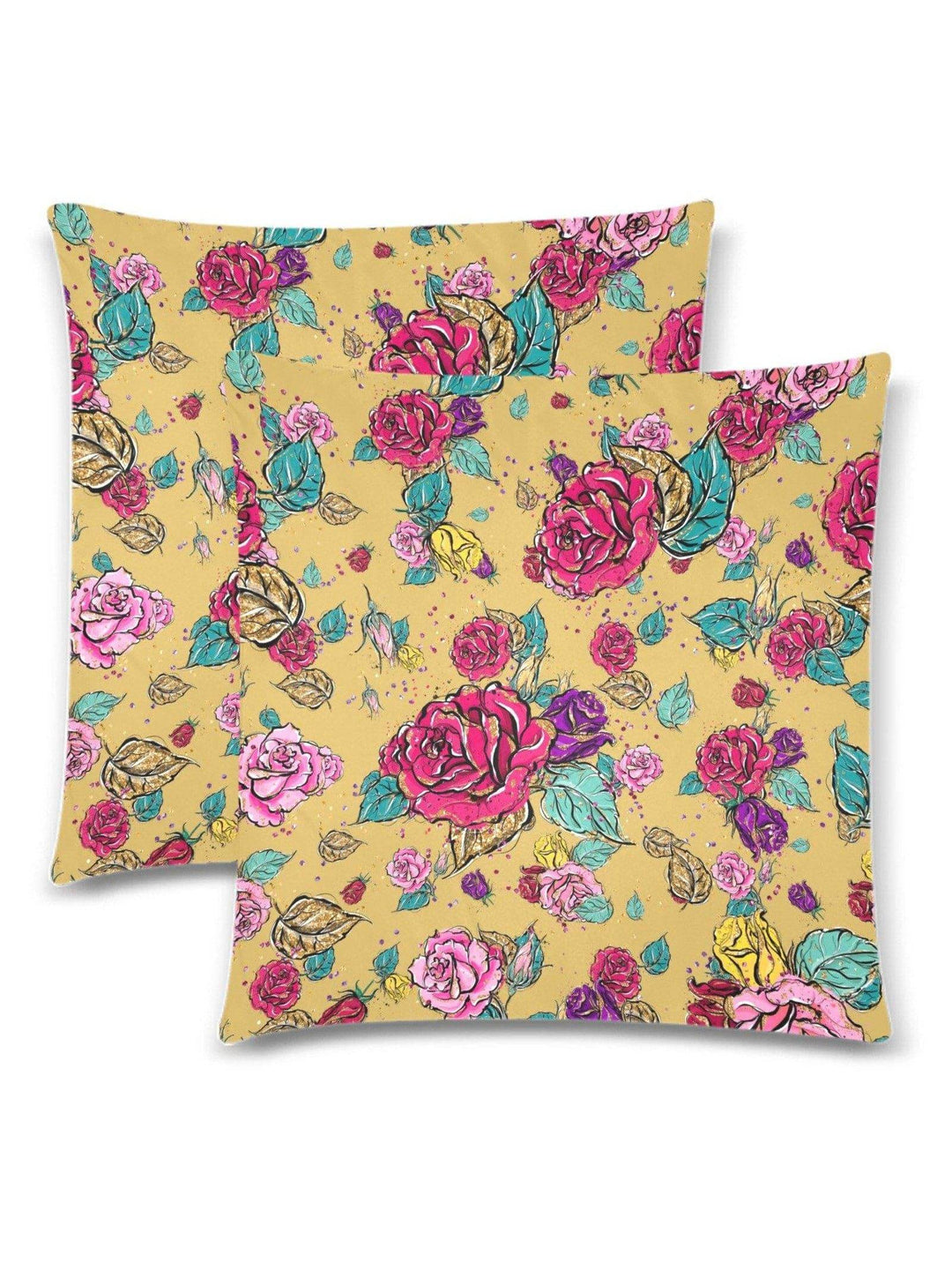 Rose Garden Throw Pillow Cover 18"x 18" (Twin Sides) (Set of 2) - Poison Arrow Retro