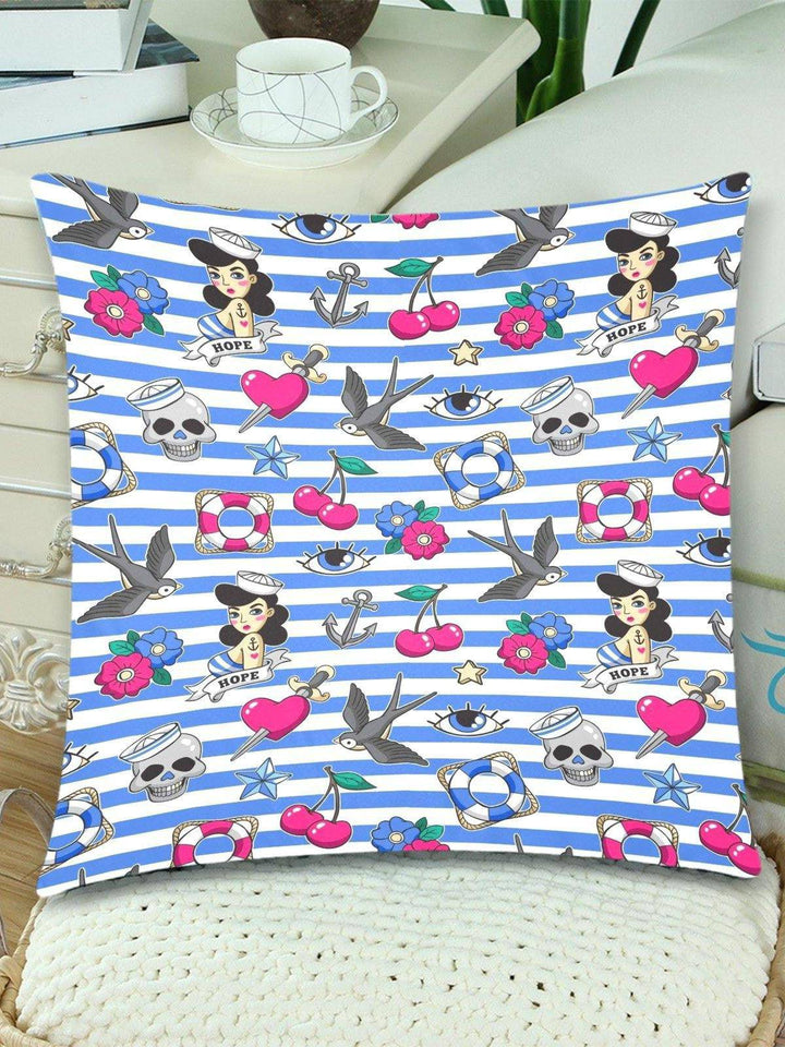 Sailor Gal Throw Pillow Cover 18"x 18" (Twin Sides) (Set of 2) - Poison Arrow Retro