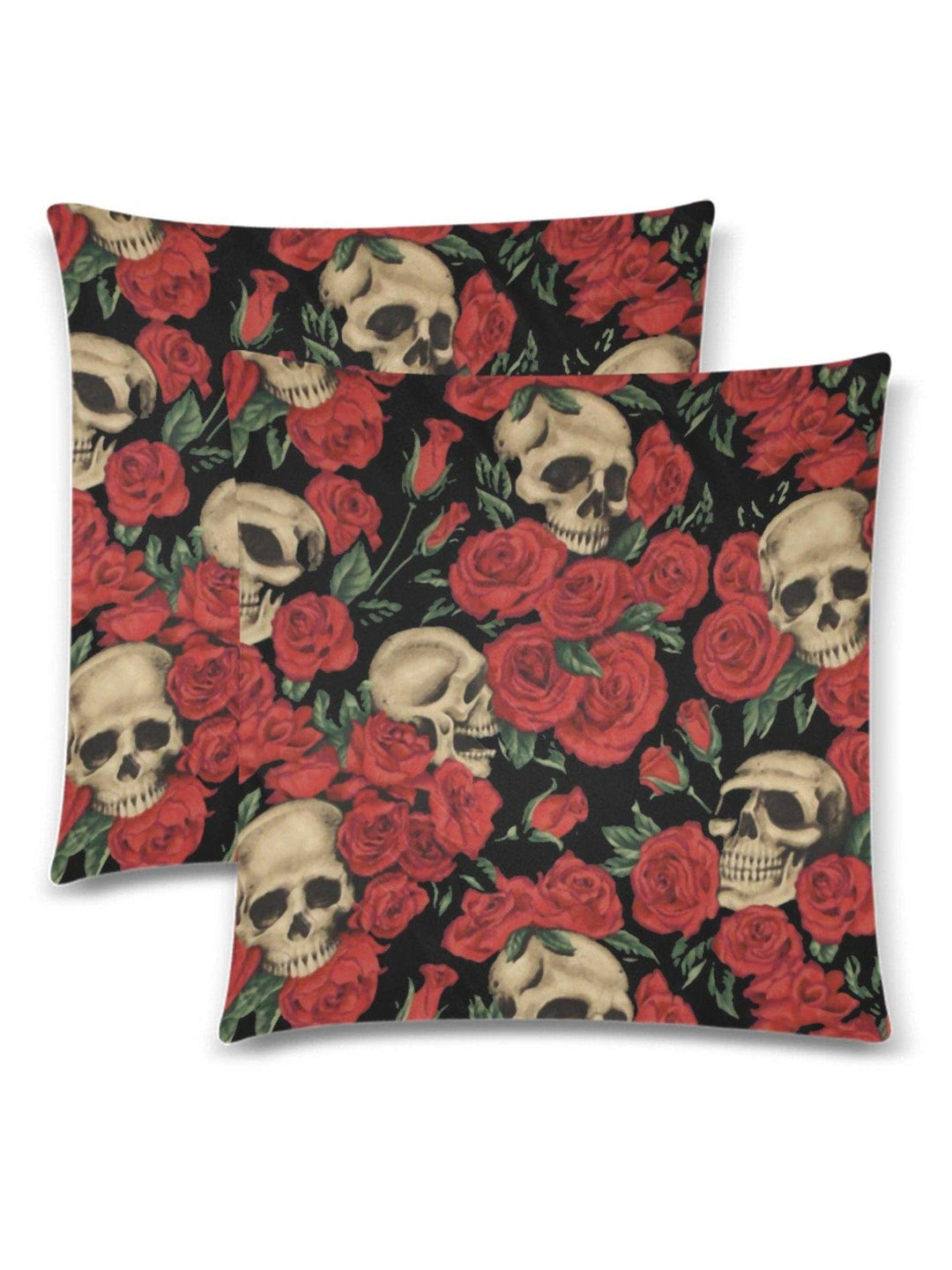 Skulls & Roses Throw Pillow Cover 18"x 18" (Twin Sides) (Set of 2) - Poison Arrow Retro