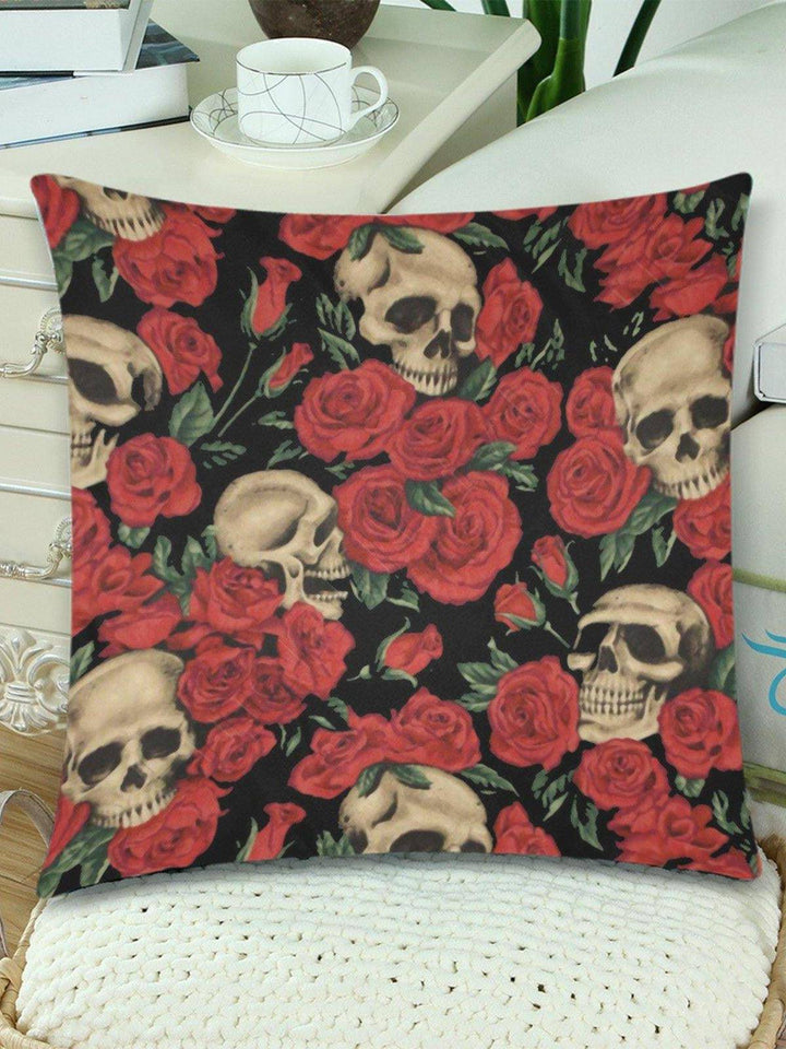 Skulls & Roses Throw Pillow Cover 18"x 18" (Twin Sides) (Set of 2) - Poison Arrow Retro