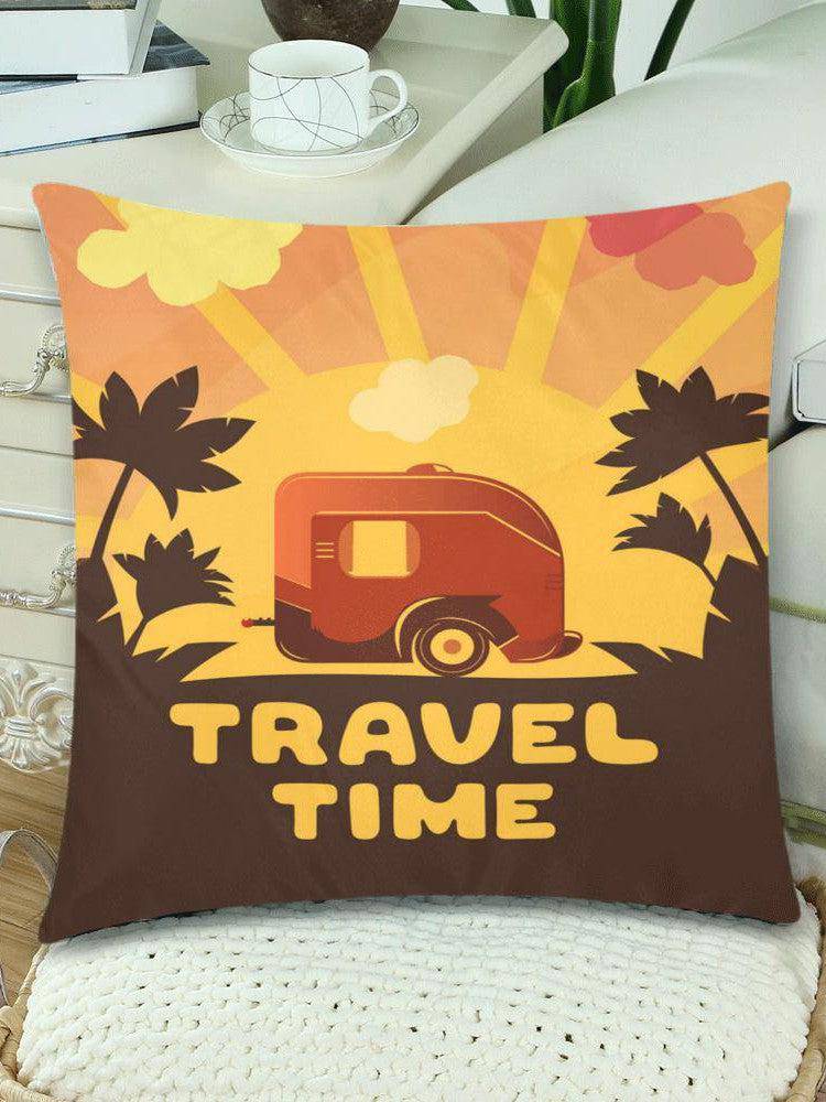 TRAVEL TIME Throw Pillow Cover 18"x 18" (Twin Sides) (Set of 2) - Poison Arrow Retro