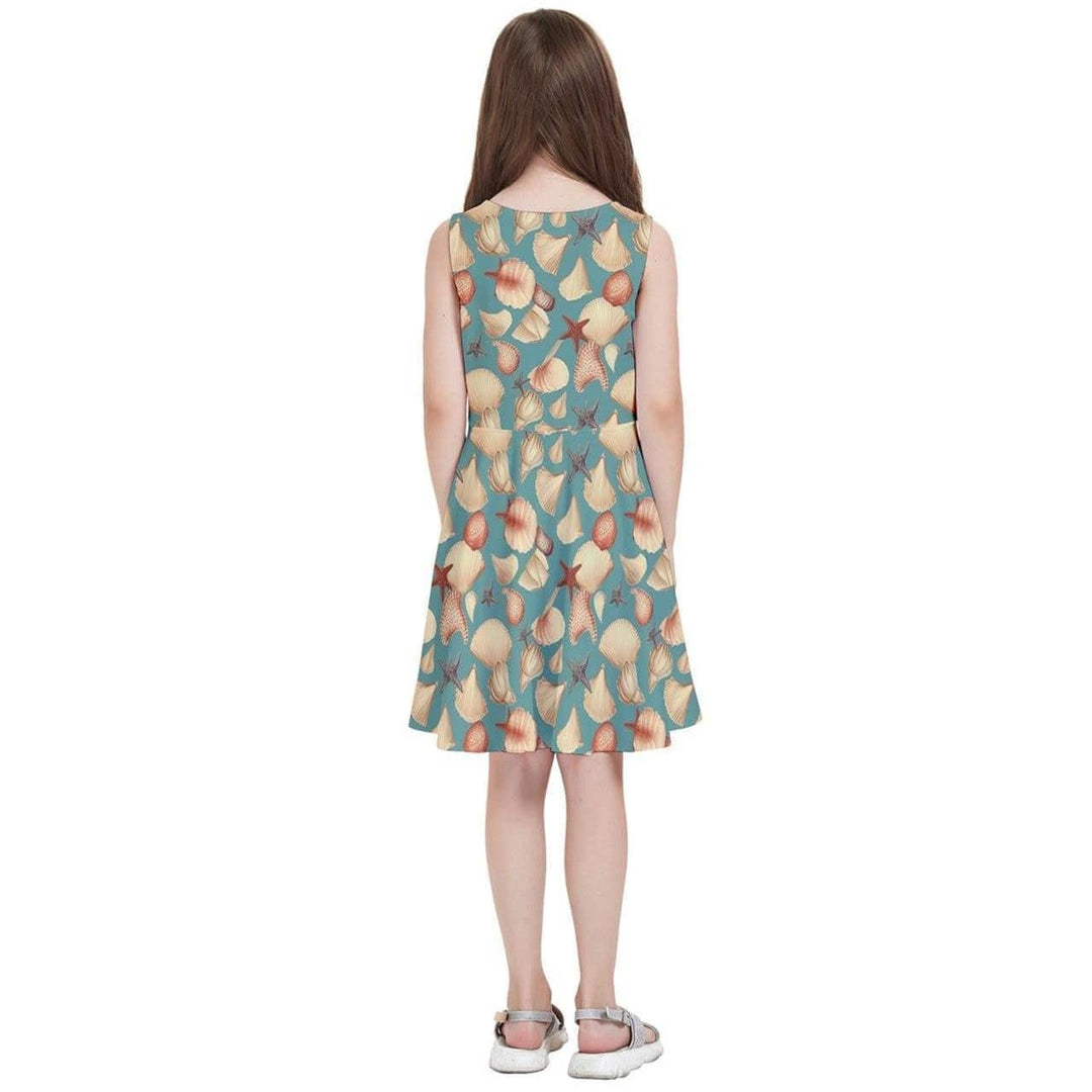 Vintage Seashells Kids' Skater Dress - Poison Arrow Retro