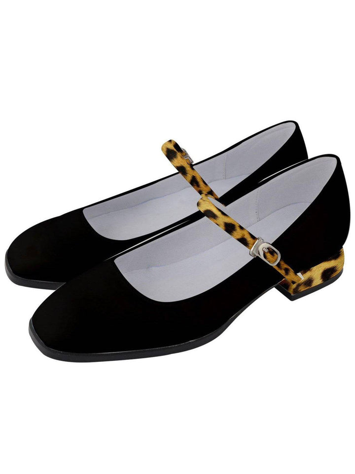 BLACK LEOPARD TRIM Women's Mary Jane Shoes - Poison Arrow Retro