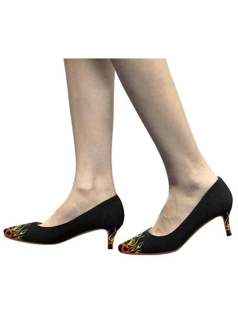 Flames Women's Pointy Toe Low Kitten Heel Pumps SIZE 5 - Poison Arrow Retro