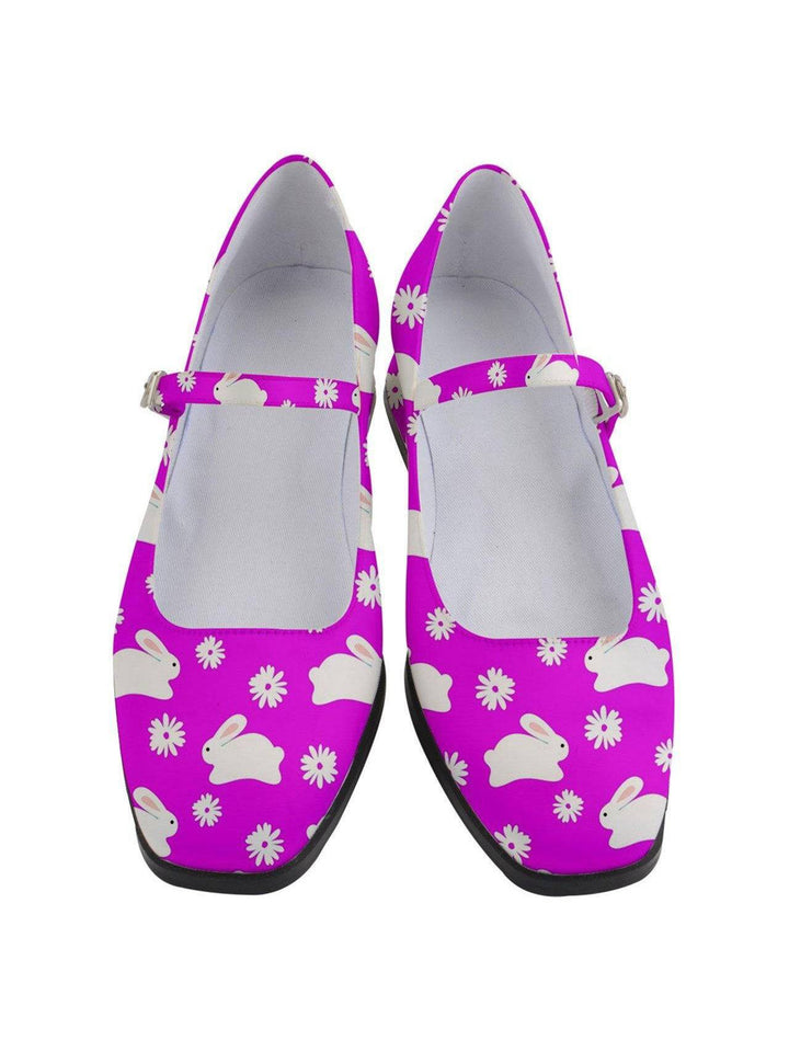 Marshmallow Bunnies Hot Pink Women's Mary Jane Shoes - Poison Arrow Retro