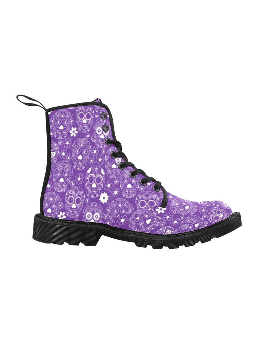 Purple Sugar Skulls Women's Lace Up Combat Boots