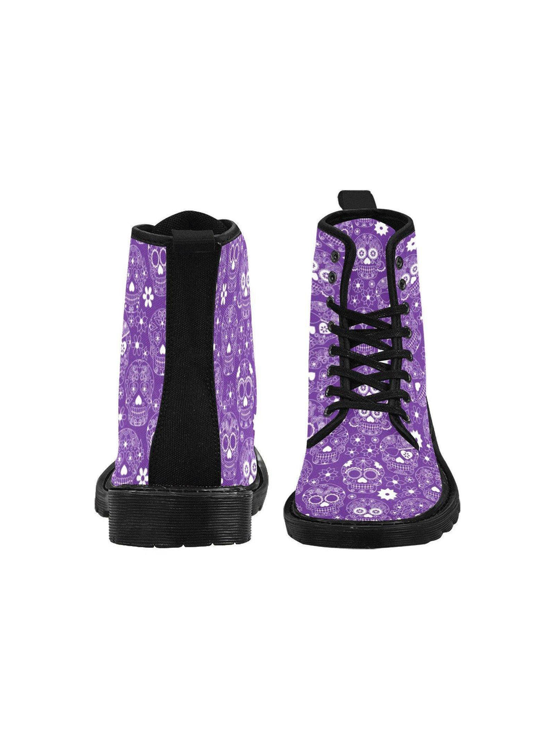 Purple Sugar Skulls Women's Lace Up Combat Boots