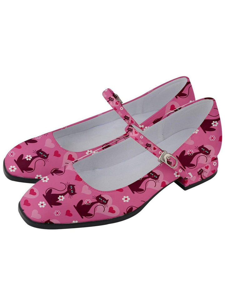 RETRO LOVE CATS WOMEN'S MARY JANE SHOES - Poison Arrow Retro