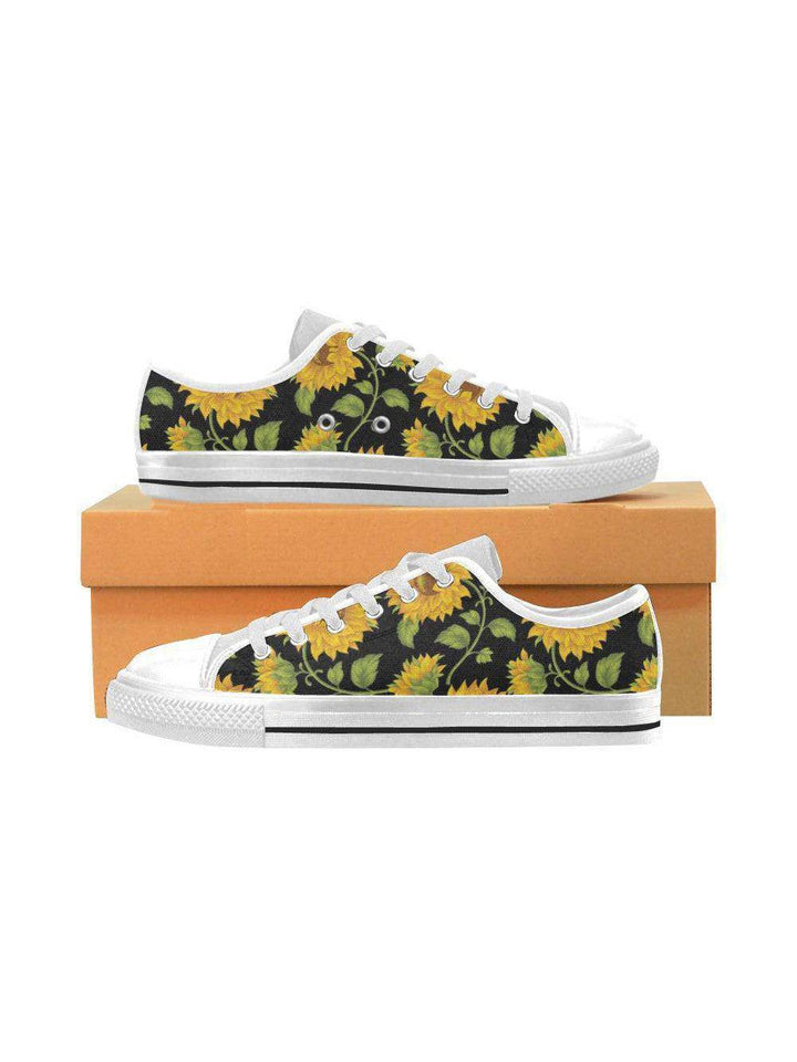 SUNFLOWERS BLACK Kid's Canvas Sneakers - Poison Arrow Retro