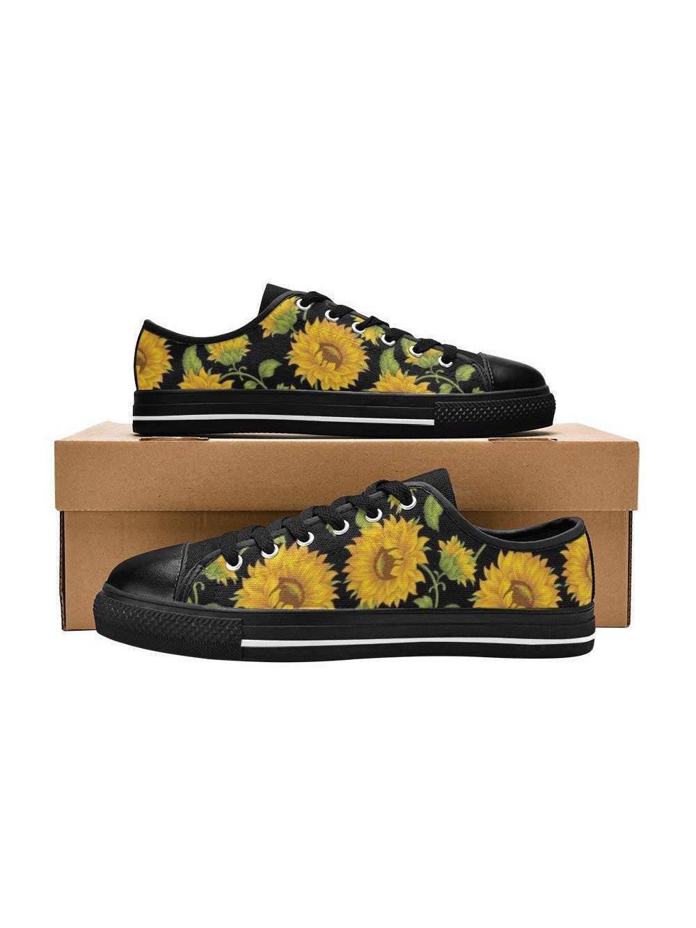 SUNFLOWERS BLACK Retro Style Sneakers - Poison Arrow Retro