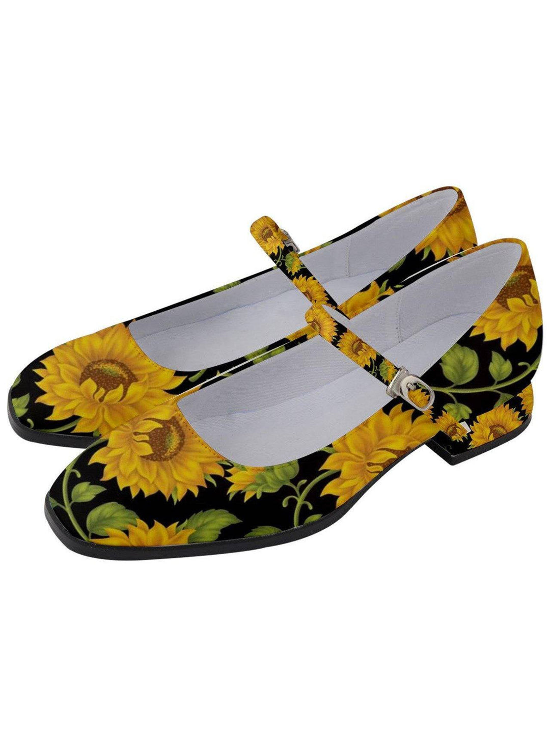 SUNFLOWERS BLACK Women's Mary Jane Shoes - Poison Arrow Retro