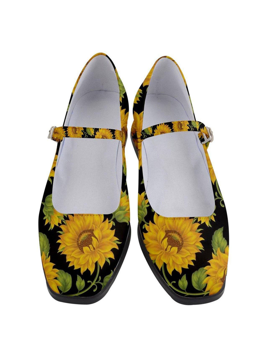 SUNFLOWERS BLACK Women's Mary Jane Shoes - Poison Arrow Retro