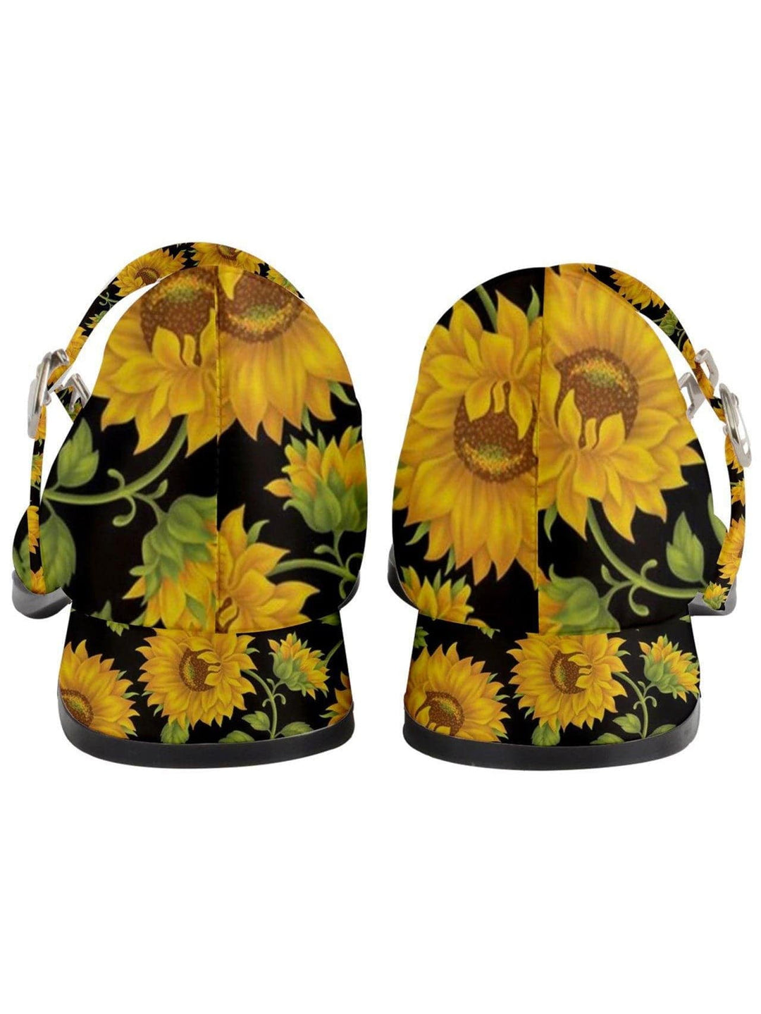 SUNFLOWERS BLACK Women's Mary Jane Shoes - Poison Arrow Retro