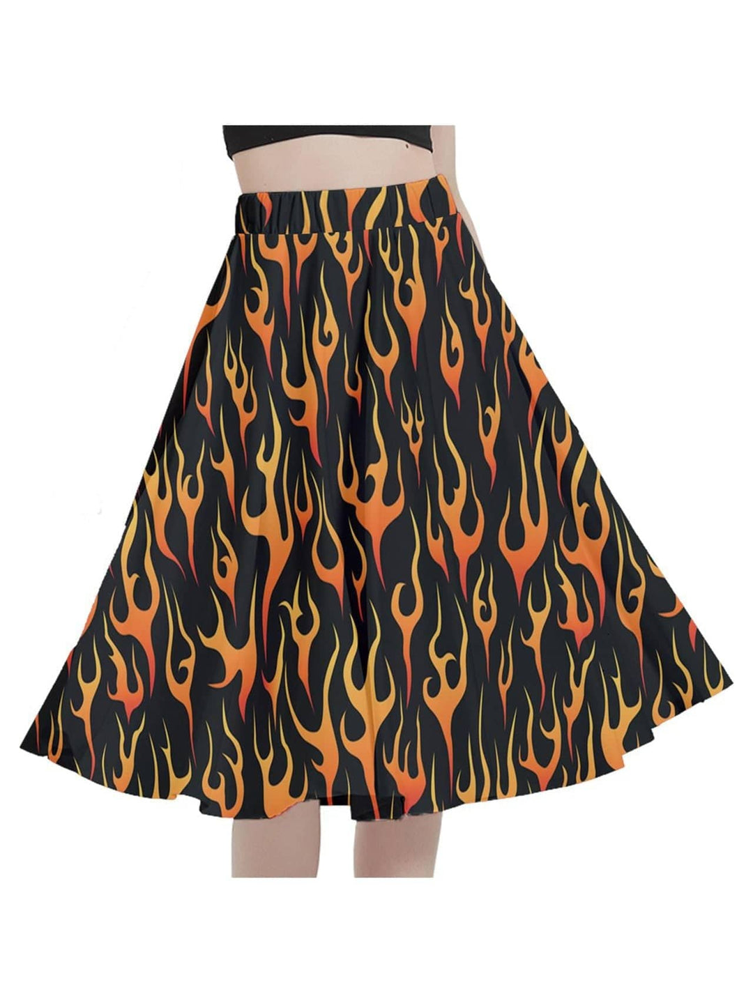 Flames Full Circle Skirt - Poison Arrow Retro