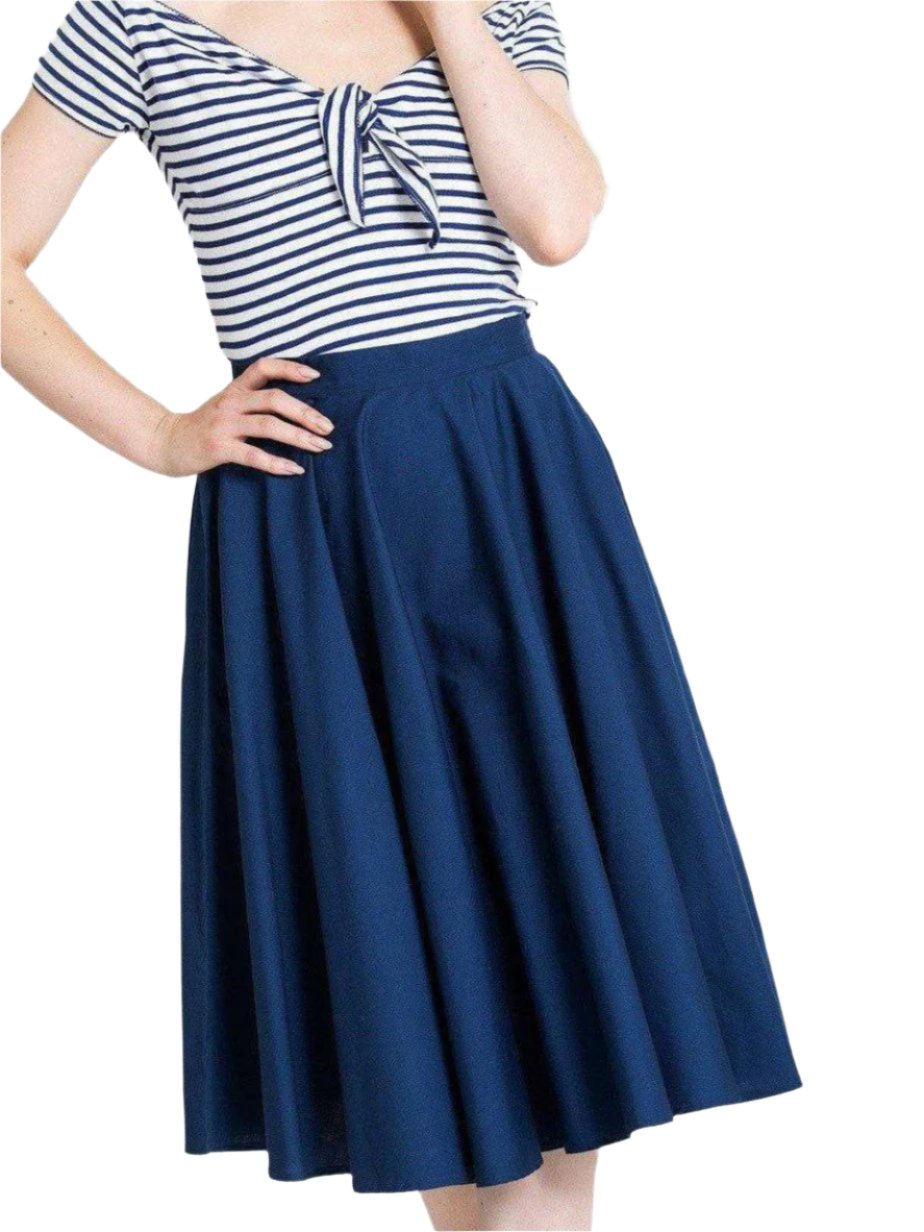 HELL BUNNY PAULA NAVY BLUE CIRCLE SKIRT - Poison Arrow Retro