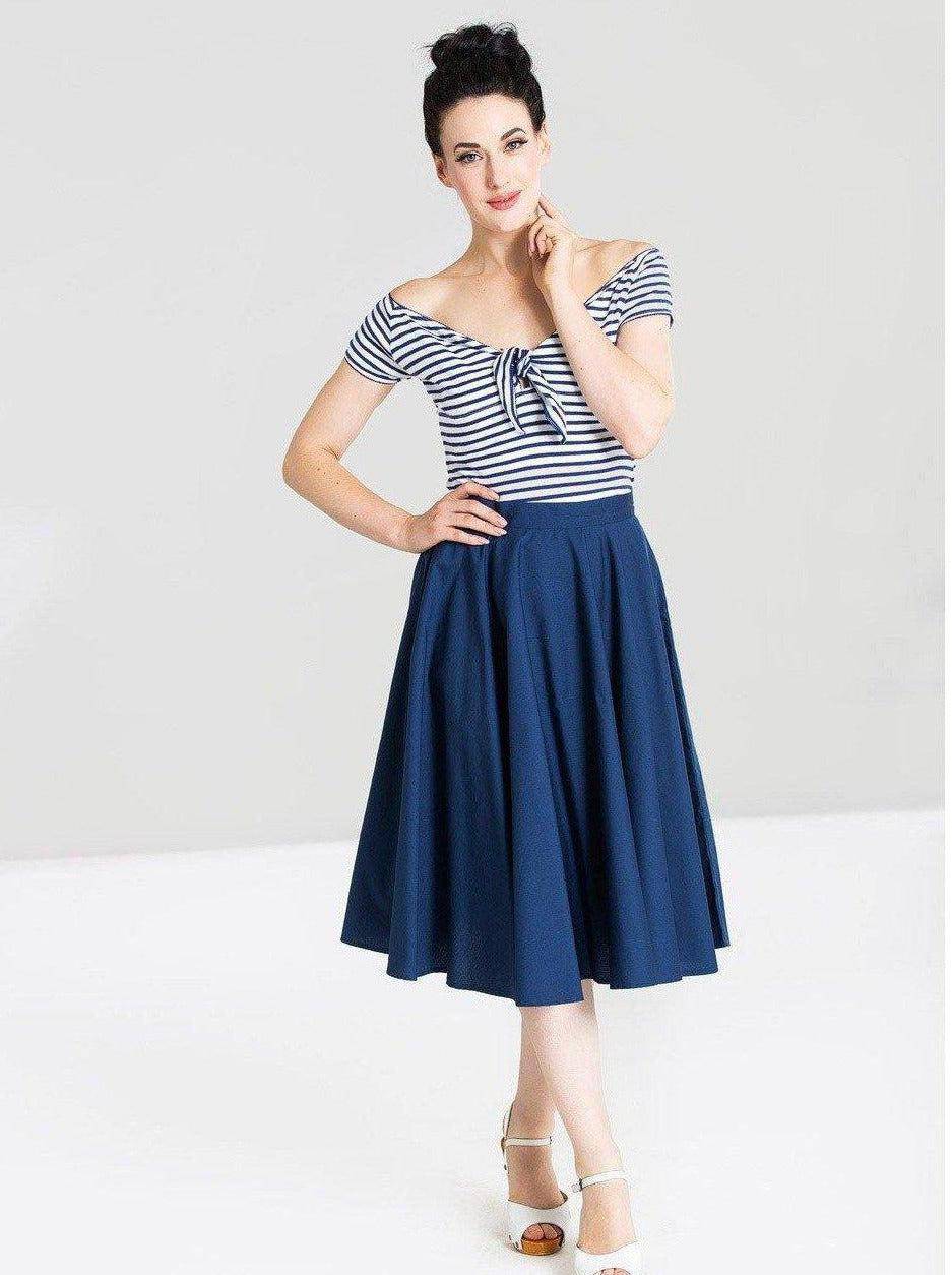 HELL BUNNY PAULA NAVY BLUE CIRCLE SKIRT - Poison Arrow Retro