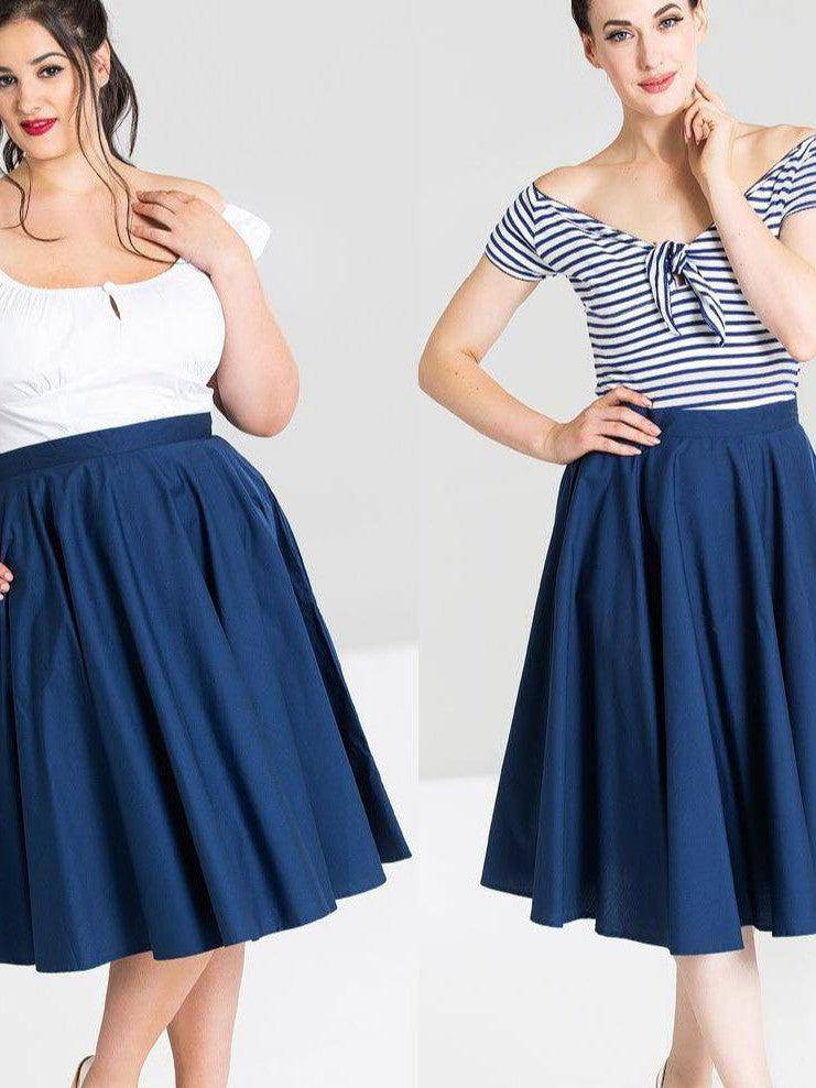 HELL BUNNY PAULA NAVY BLUE CIRCLE SKIRT - Poison Arrow Retro