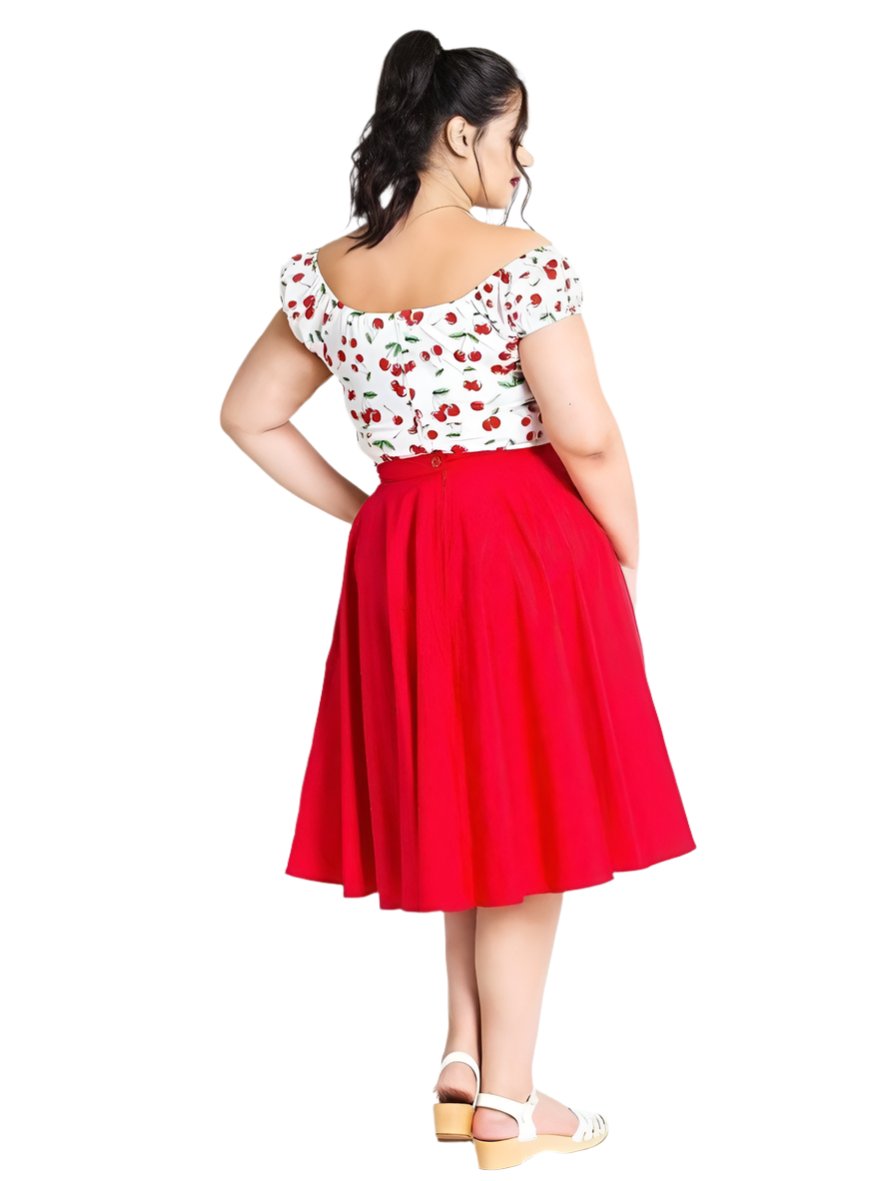 Hell Bunny Paula Red Circle Skirt - Poison Arrow Retro