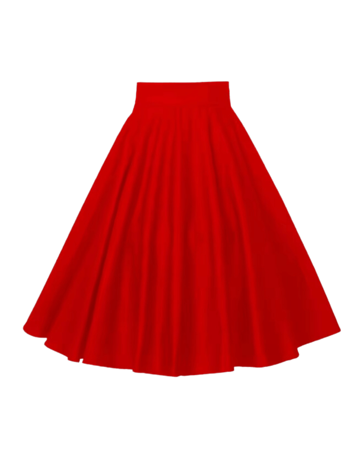 Red Cotton Full Circle Skirt - Poison Arrow Retro