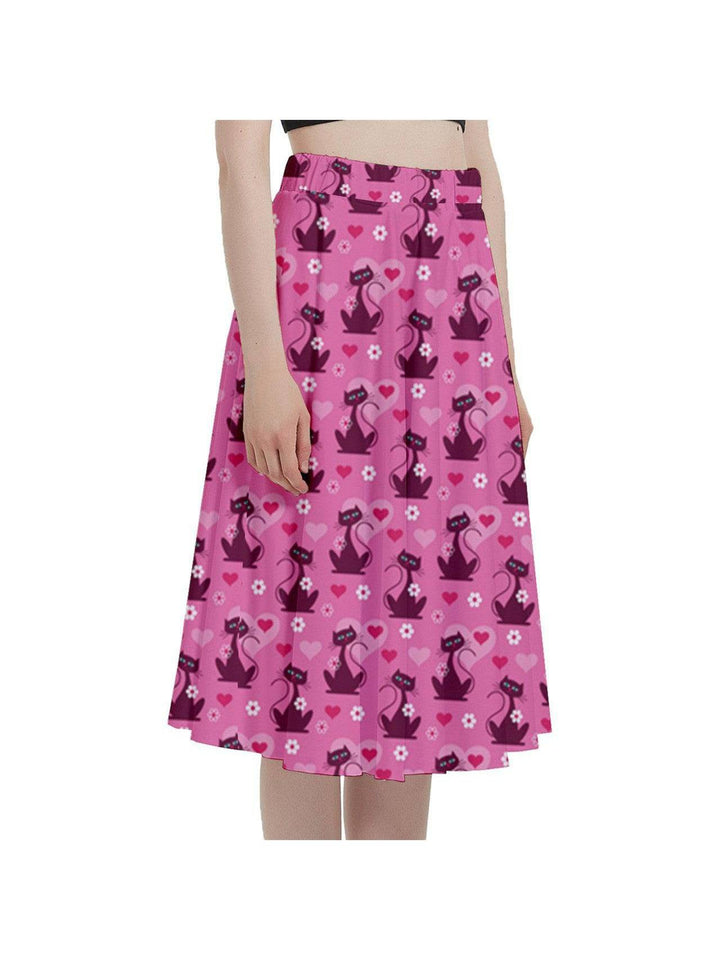 Retro Love Cats Full Circle Skirt - Poison Arrow Retro