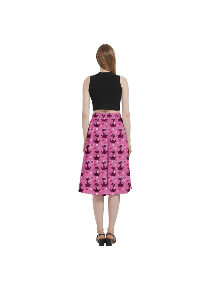 Retro Love Cats Full Circle Skirt - Poison Arrow Retro