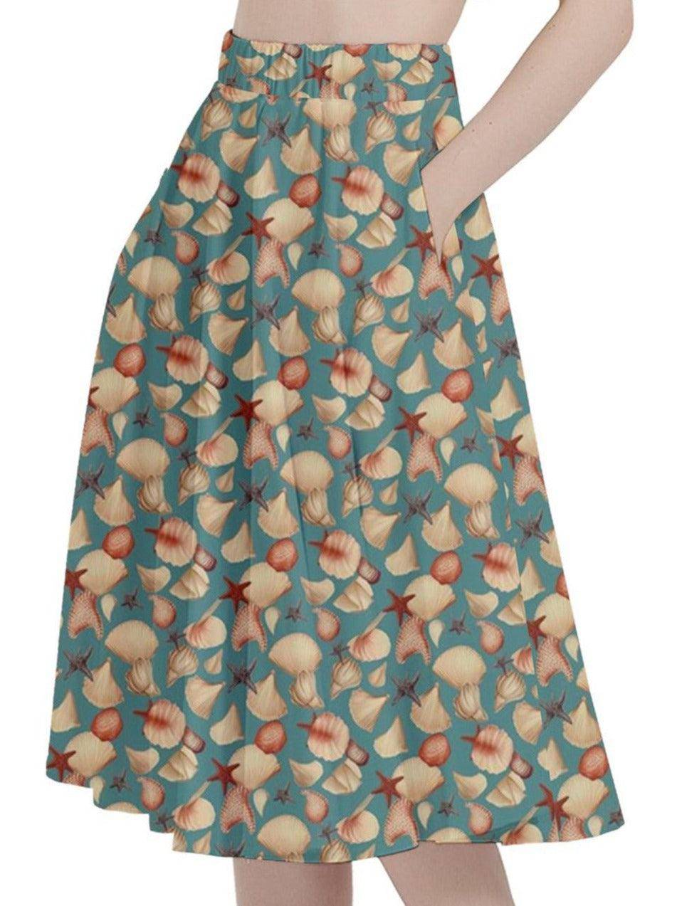 Vintage Seashells Full Circle Skirt - Poison Arrow Retro