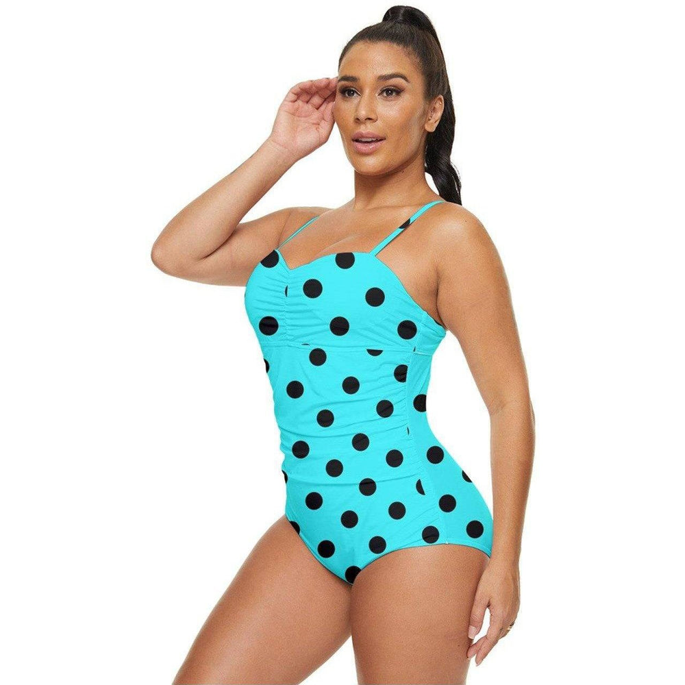 BLUE POLKA DOT Retro Full Coverage Swimsuit - Poison Arrow Retro