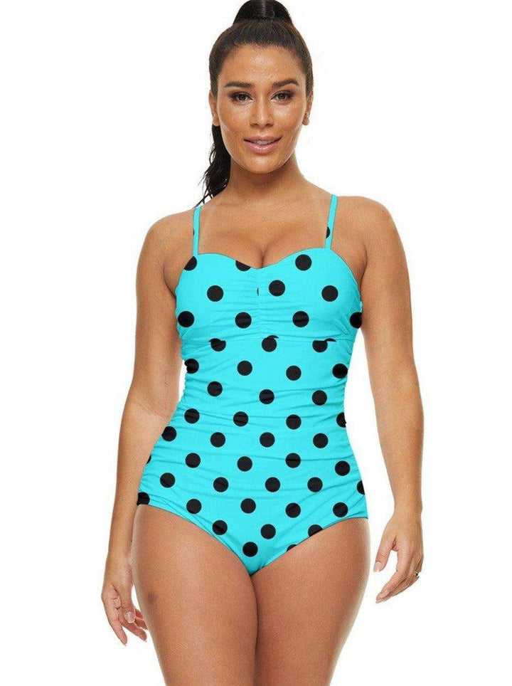 BLUE POLKA DOT Retro Full Coverage Swimsuit - Poison Arrow Retro