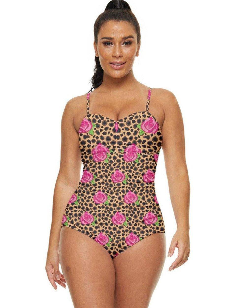 CHEETAH ROSE Retro Full Coverage Swimsuit - Poison Arrow Retro