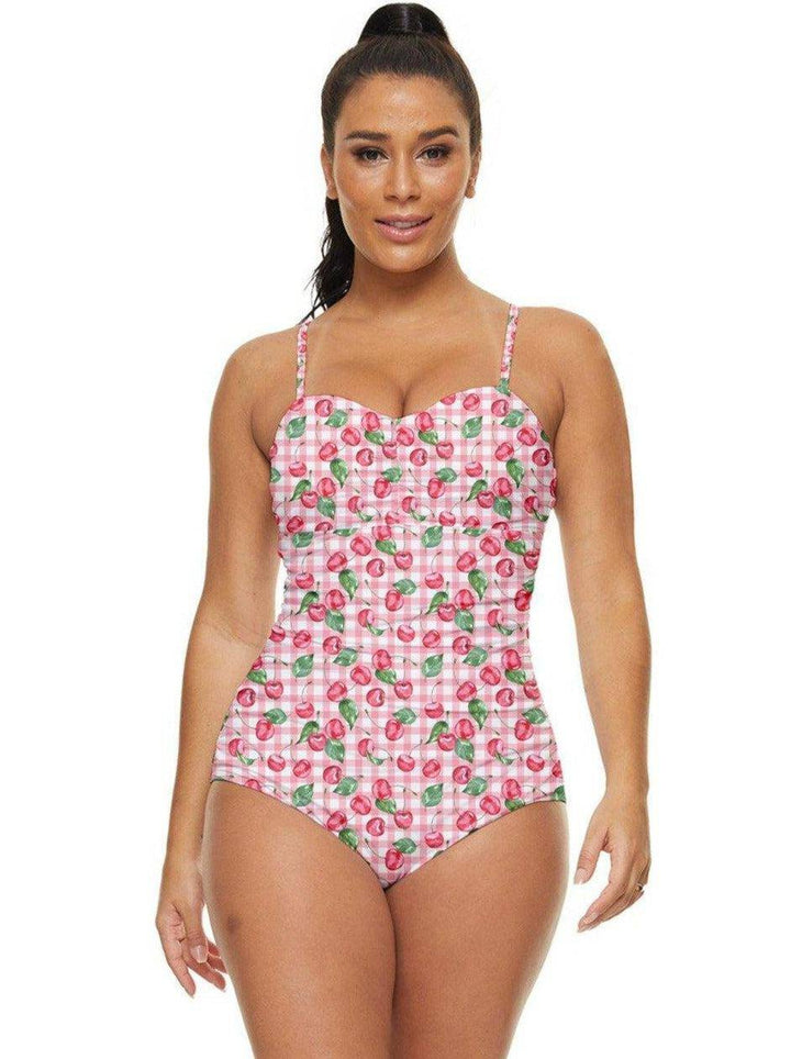 CHERRY GINGHAM Retro Full Coverage Swimsuit - Poison Arrow Retro