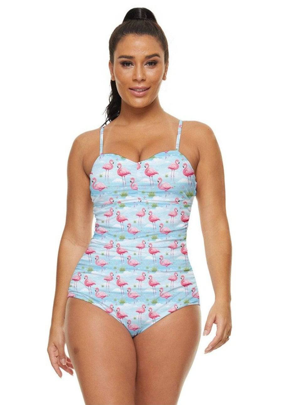 Flamingo Dreams Retro Full Coverage Swimsuit