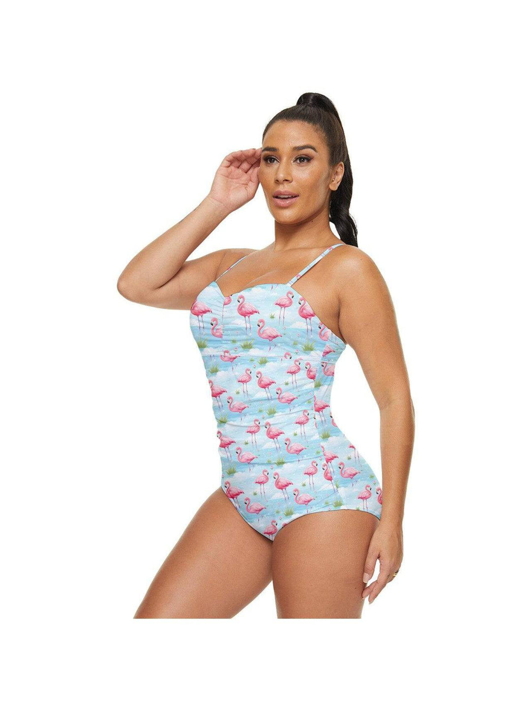 Flamingo Dreams Retro Full Coverage Swimsuit - Poison Arrow Retro