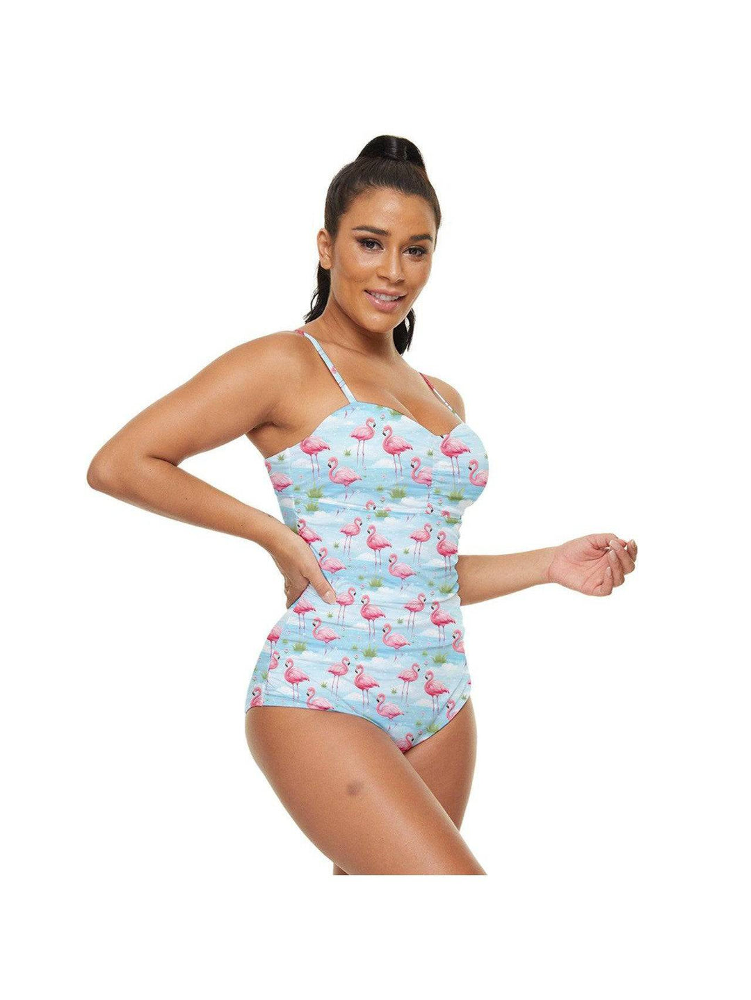 Flamingo Dreams Retro Full Coverage Swimsuit - Poison Arrow Retro