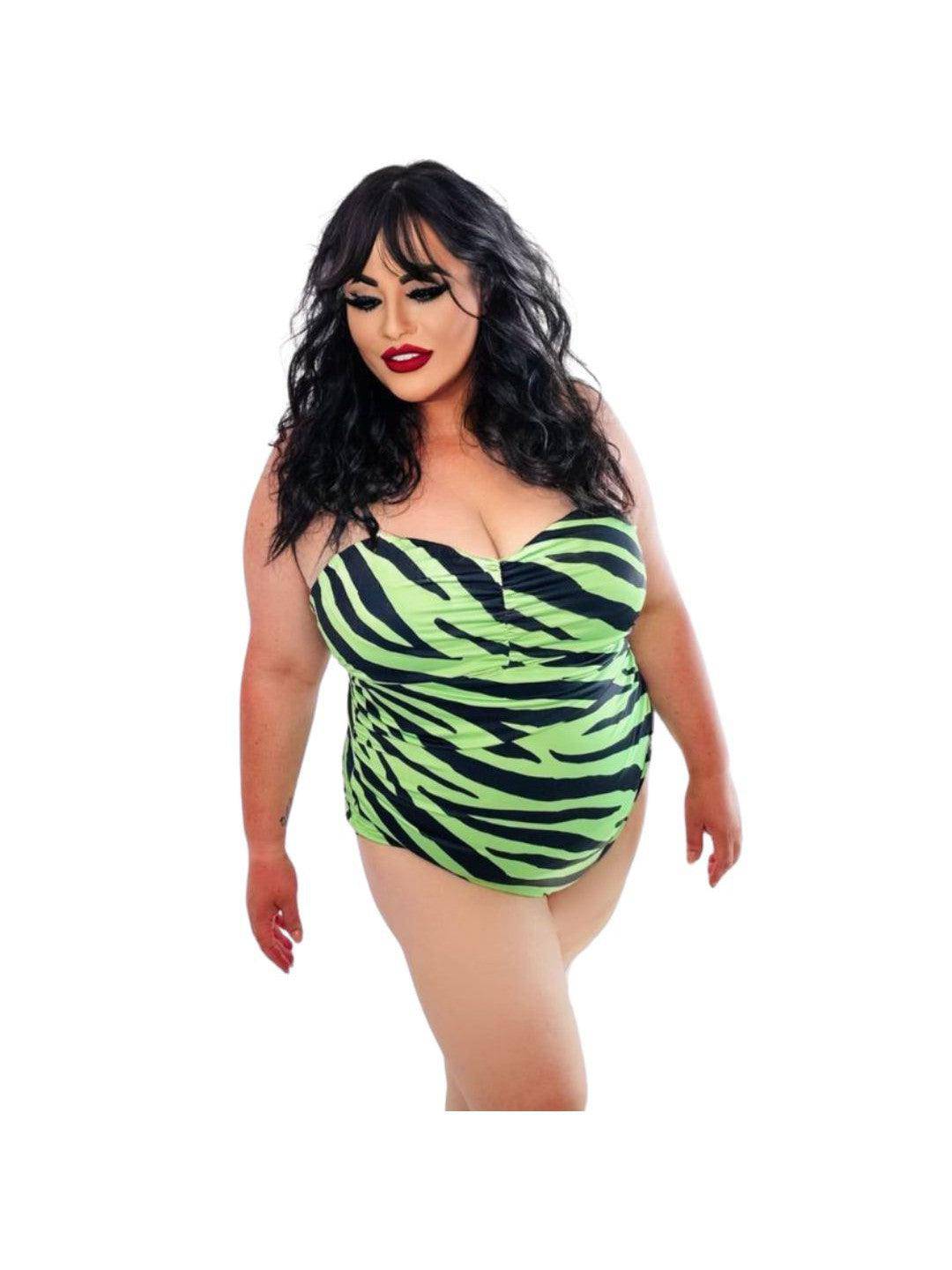 GREEN ZEBRA Retro Full Coverage Swimsuit - Poison Arrow Retro