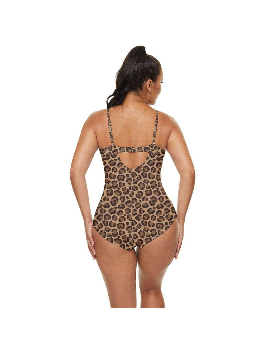 Leopard Print Retro Full Coverage Swimsuit - Poison Arrow Retro