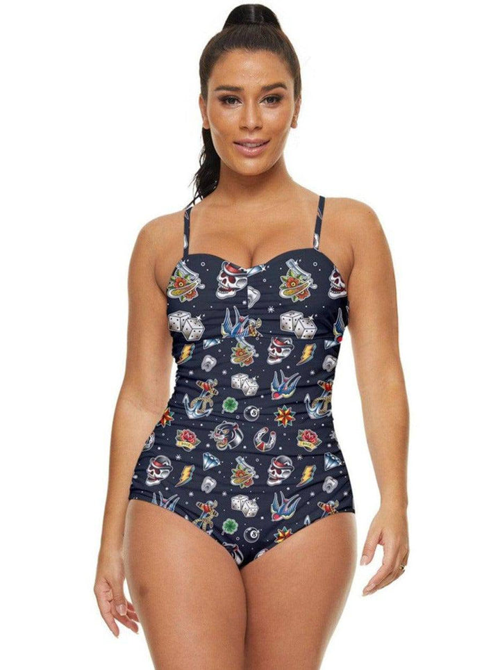 Old School Tattoo Retro Full Coverage Swimsuit