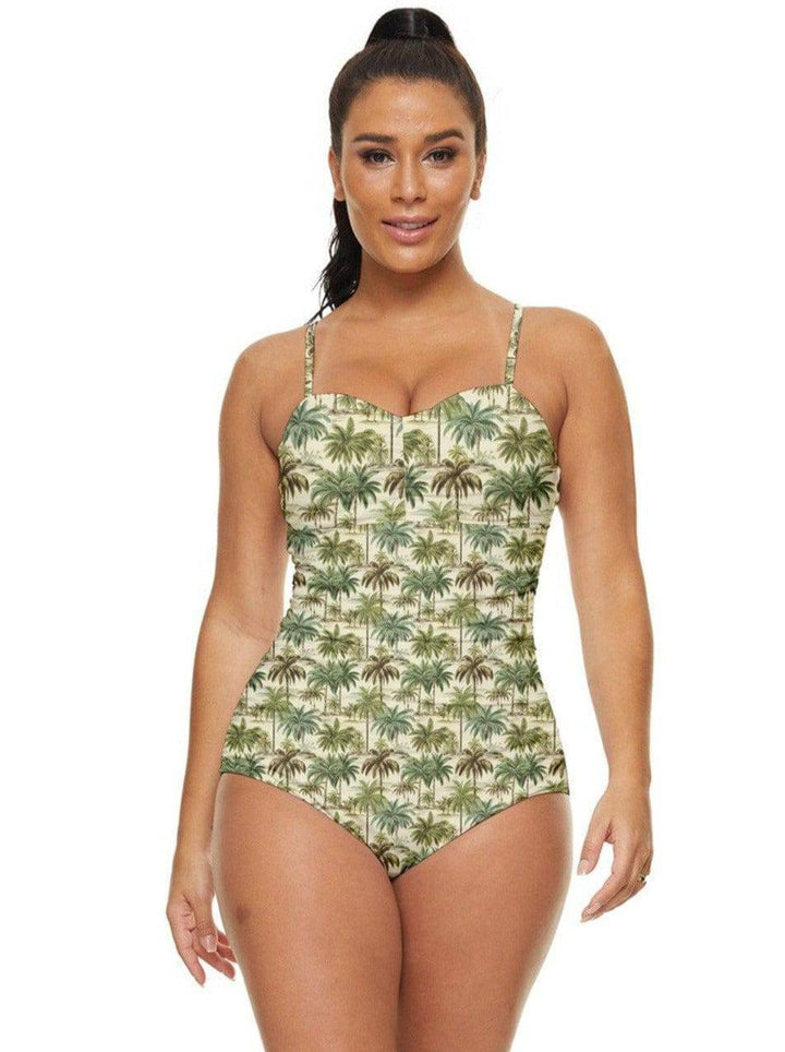 Palm Haven Retro Full Coverage Swimsuit - Poison Arrow Retro