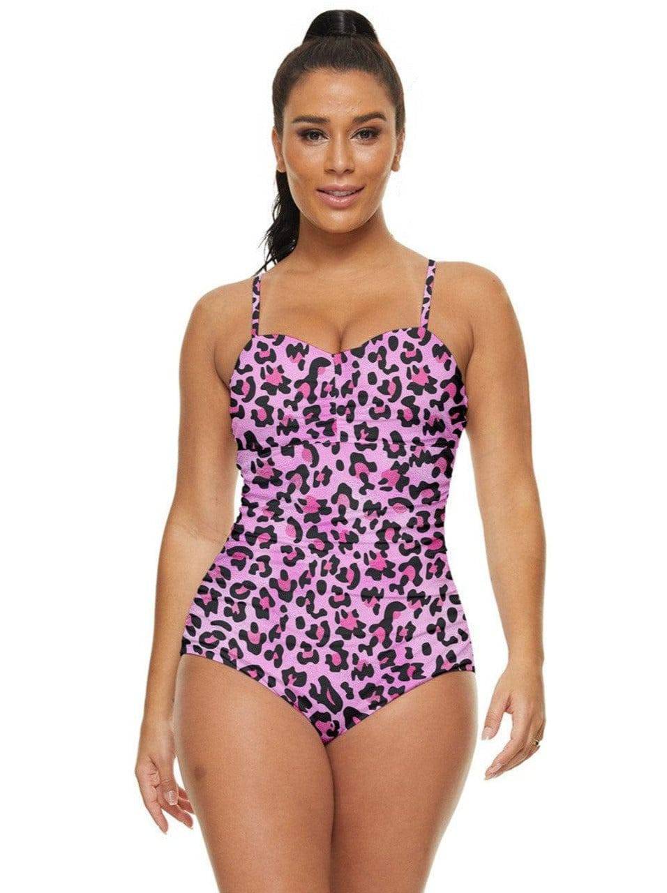 Pink Leopard Full Coverage Swimsuit - Poison Arrow Retro