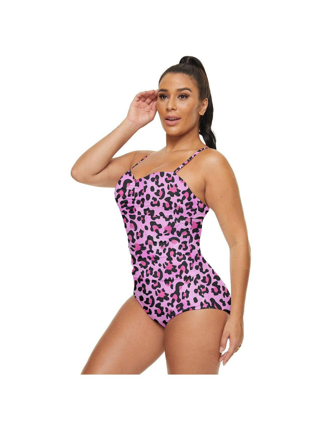 Pink Leopard Full Coverage Swimsuit - Poison Arrow Retro