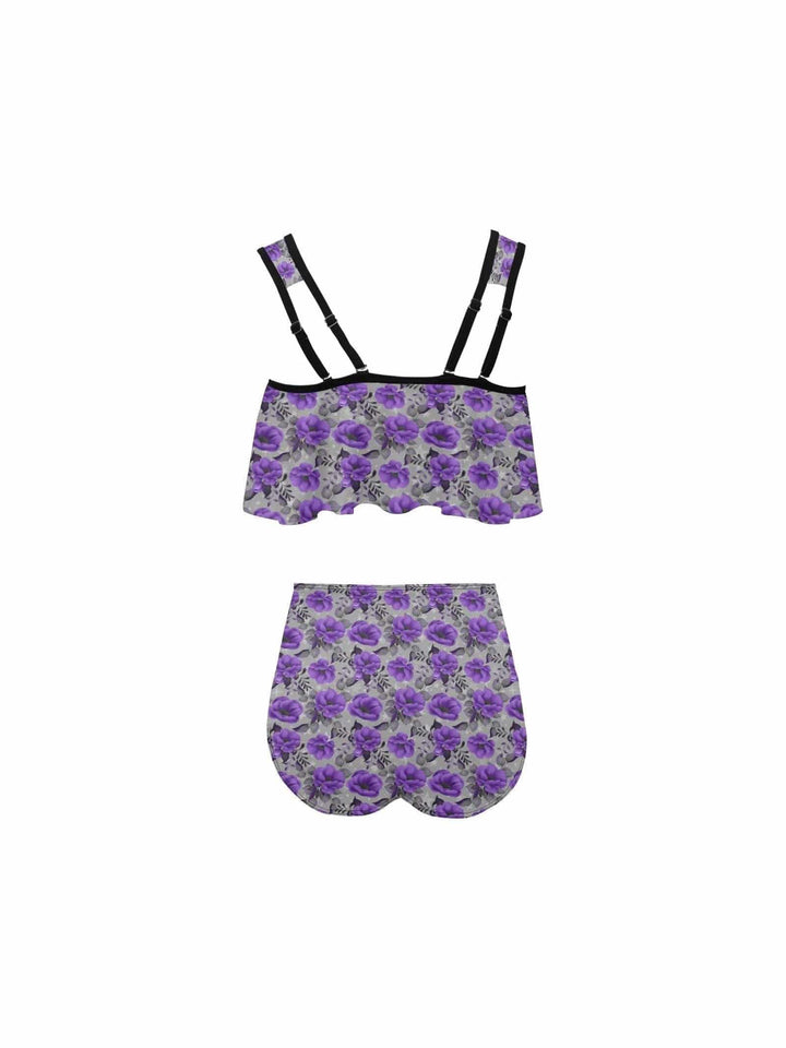 PURPLE ROSES High Waisted Bikini - Poison Arrow Retro