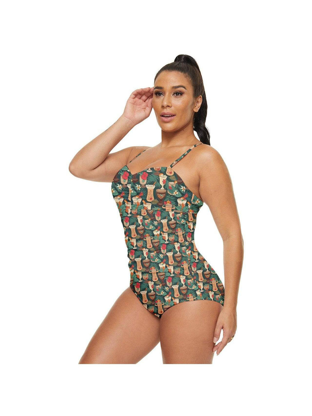 Retro Tiki Luau Retro Full Coverage Swimsuit