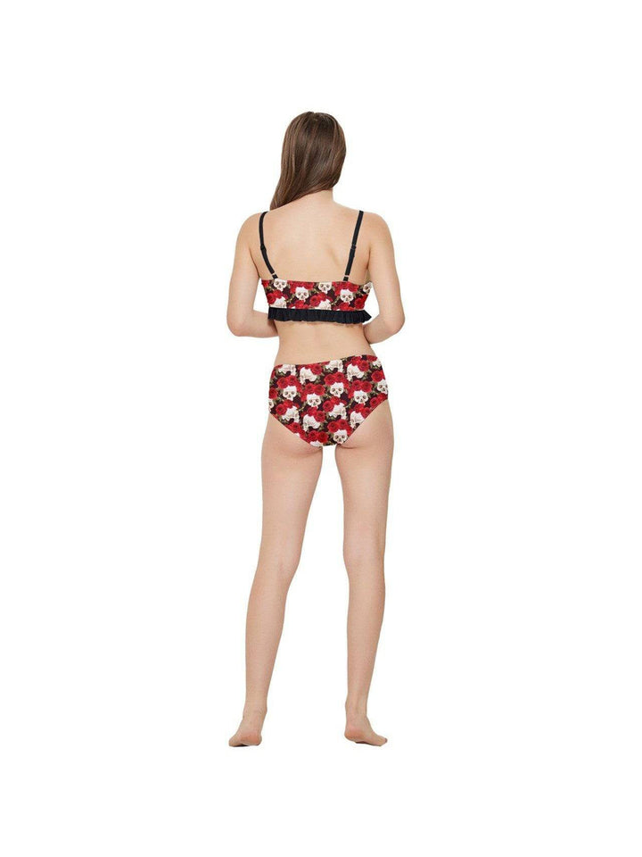 SKULLS AND ROSES  Frilly Bikini Set - Poison Arrow Retro