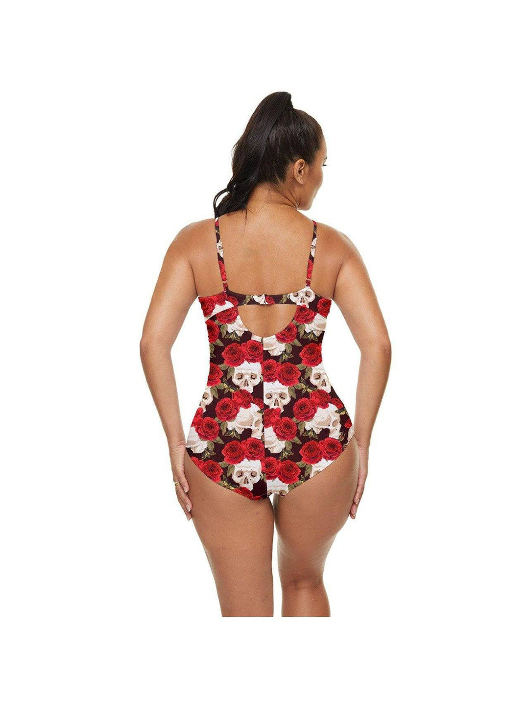 SKULLS AND ROSES Retro Full Coverage Swimsuit - Poison Arrow Retro