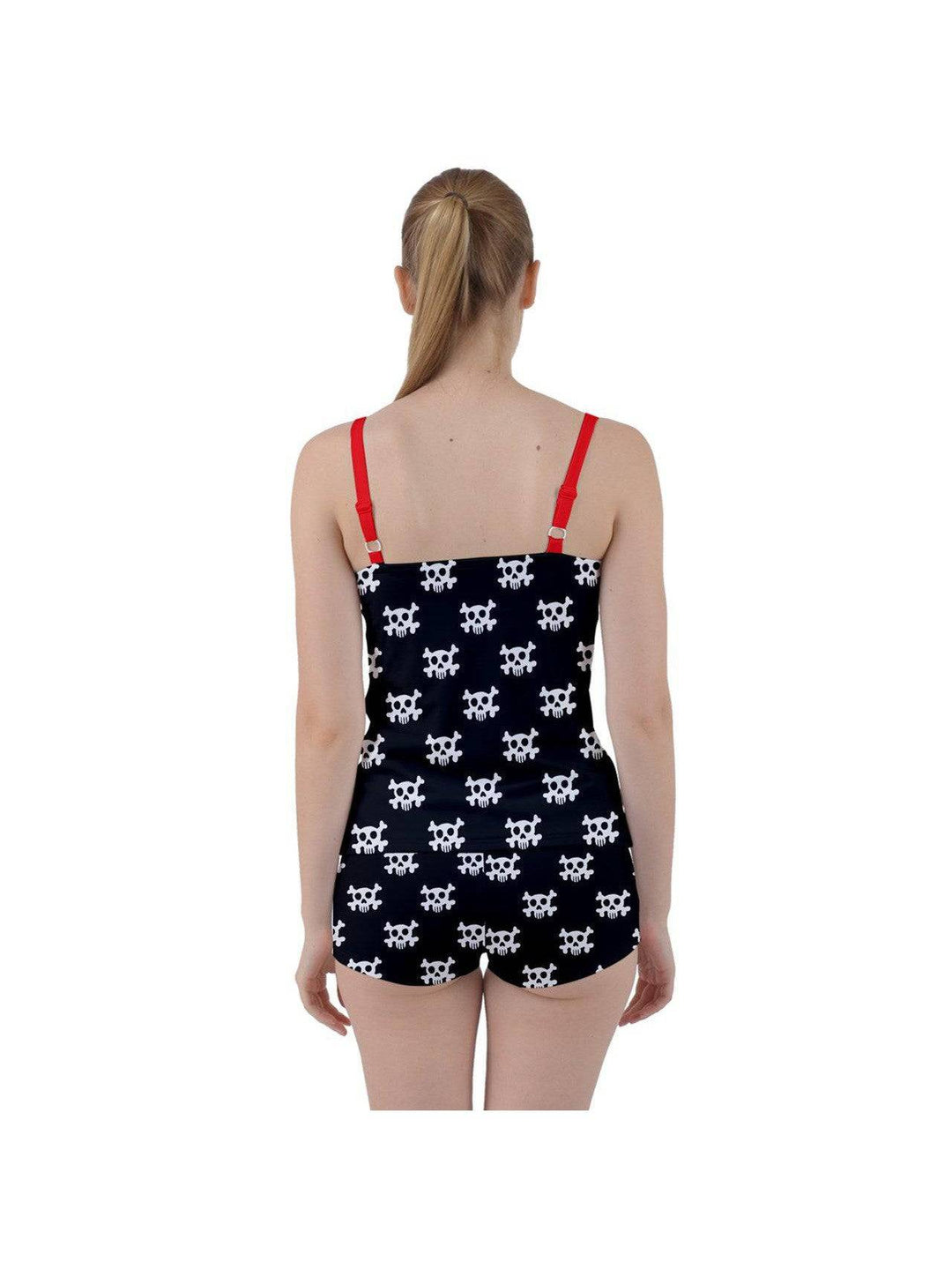 Skulls & Crossbones Tie Front Two Piece Tankini