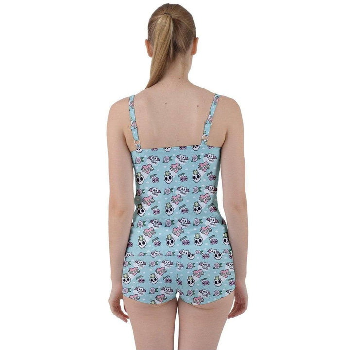 Stay Weird Tie Front Two Piece Tankini - Poison Arrow Retro