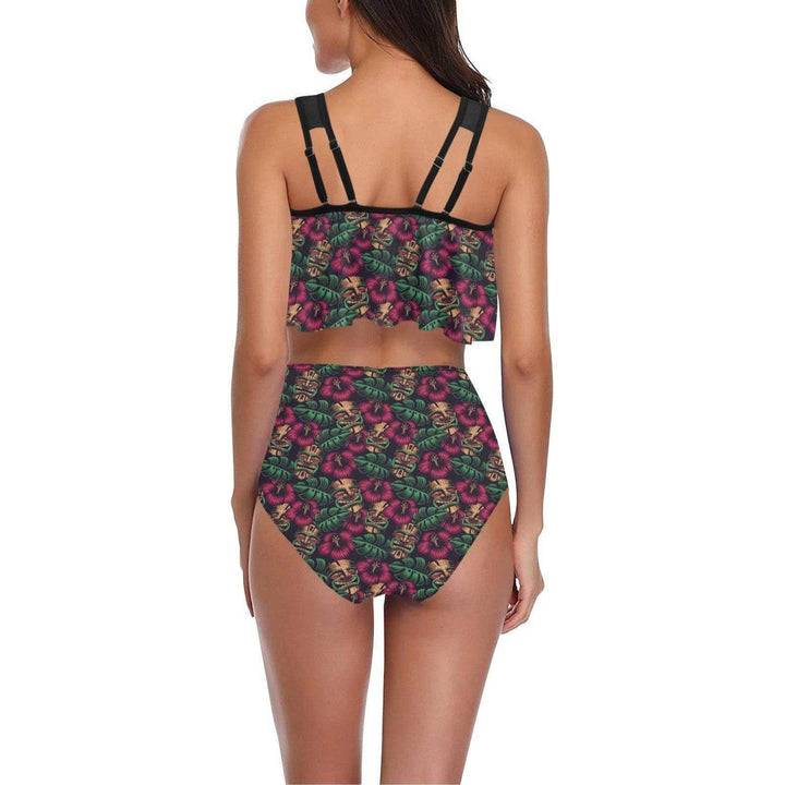 TIKI Ruffle Top High Waisted Bikini - Poison Arrow Retro