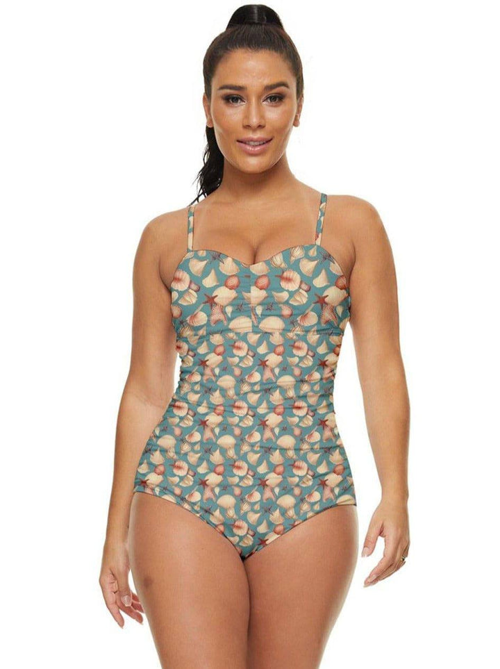 Vintage Seashells Retro Full Coverage Swimsuit - Poison Arrow Retro