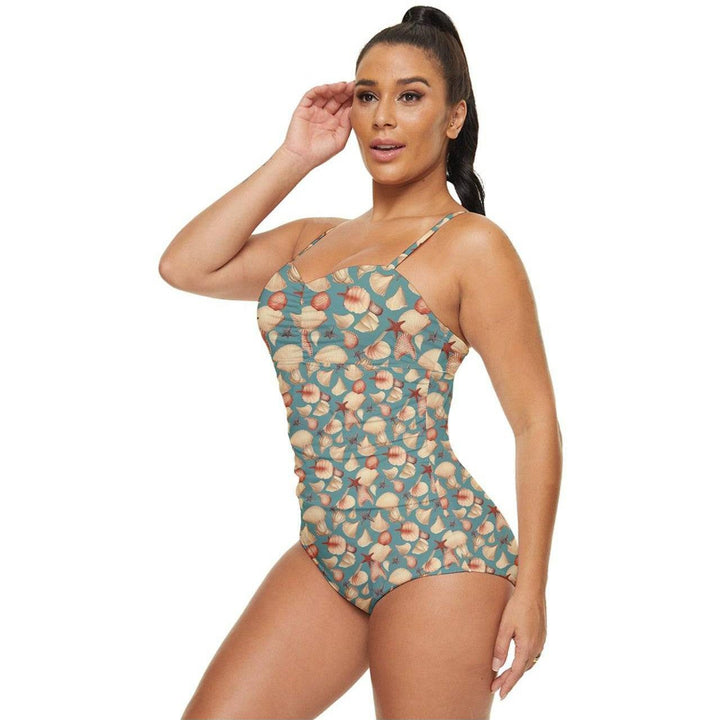 Vintage Seashells Retro Full Coverage Swimsuit - Poison Arrow Retro