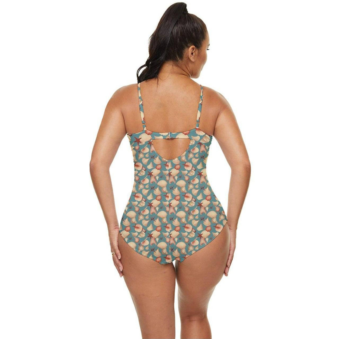 Vintage Seashells Retro Full Coverage Swimsuit - Poison Arrow Retro